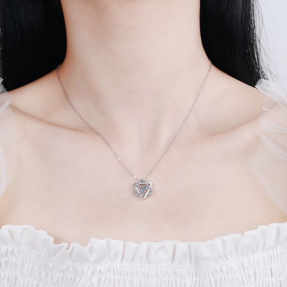 Certified 1/2ct. t.w. Diamond Moissanite Dancing Star Necklace NEW - Picture 5 of 8